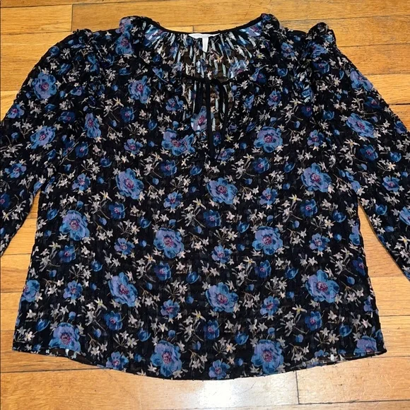 Rebecca Taylor Solstice Floral Pullover Silk Blouse, size 2 / Small - Picture 6 of 15